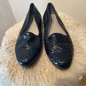 TROTTERS Black Woven Leather Slip-ons. Size 10W